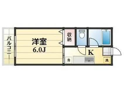 アーバンフラット桜田A棟(1K/2階)の間取り写真