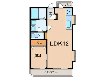 VILLA篠原(1LDK/3階)の間取り写真