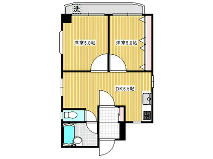 安藤グリーンマンション(2DK/5階)の間取り写真