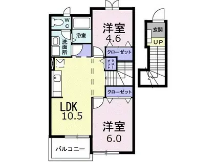 プリムローズB(2LDK/2階)の間取り写真