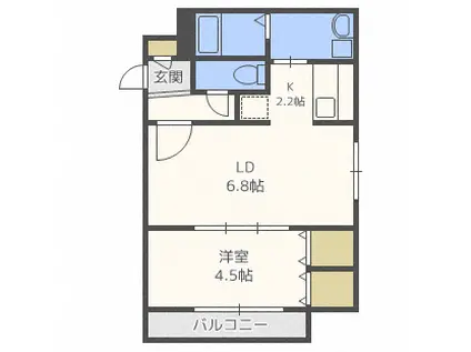 ルーエ北円山(1LDK/2階)の間取り写真