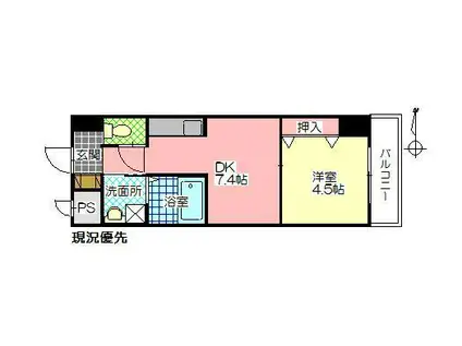 トレステーラ ラプラージュ(1DK/7階)の間取り写真