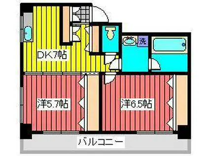 大和ハイツ(2DK/2階)の間取り写真