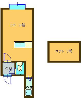 サンタフェ(1DK/2階)の間取り写真