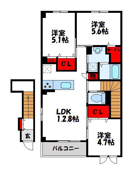 ピアパレット須恵中央(3LDK/2階)の間取り写真