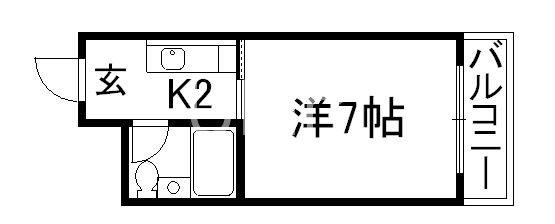 イーグルハウス(ワンルーム/2階)の間取り写真