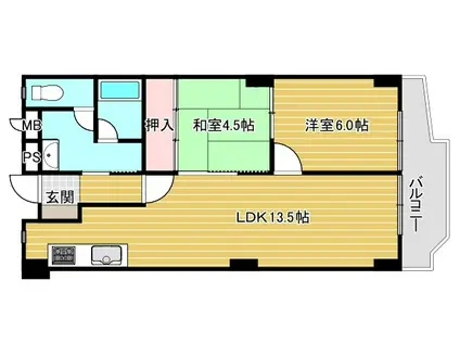 岡本センチュリーマンション(2LDK/2階)の間取り写真