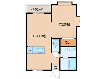 PAL立山(1LDK/1階)の間取り写真