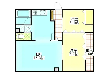 アカシヤハイツ(2LDK/2階)の間取り写真