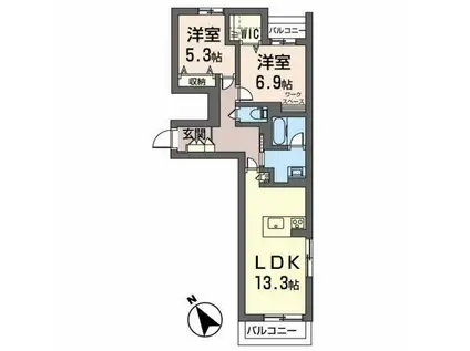 シャーメゾンガーデンズ丸山(2LDK/2階)の間取り写真