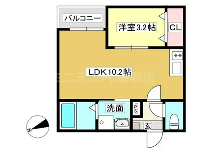 WARREN MINATOI(1LDK/1階)の間取り写真