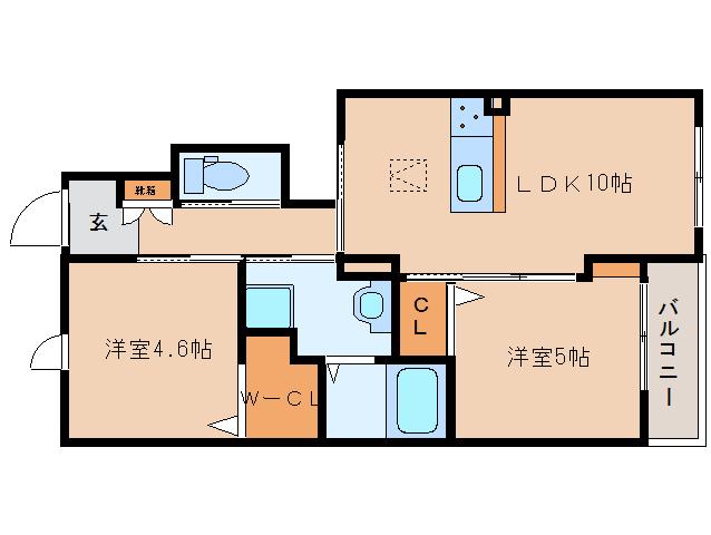 フェリーチェ・クオーレ(2LDK/1階)の間取り写真