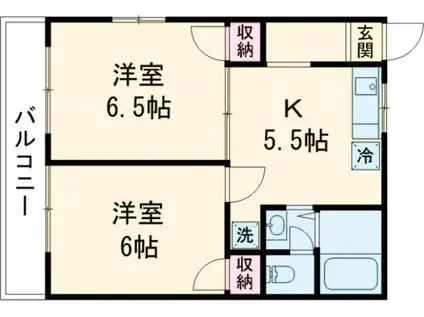 グリーンハイツC(2DK/2階)の間取り写真