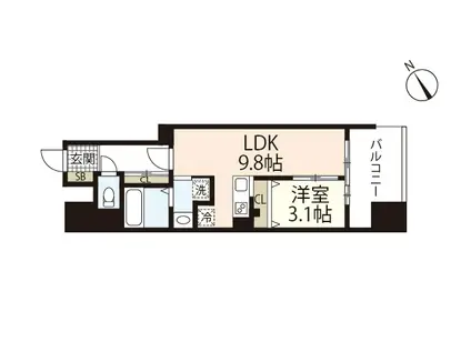 ザ・リバーフロントレジデンス西広島(1LDK/12階)の間取り写真