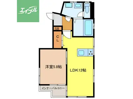 ヴィクトリアピーク桜馬場(1LDK/3階)の間取り写真