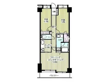 ライオンズマンション乃木坂(2LDK/4階)の間取り写真