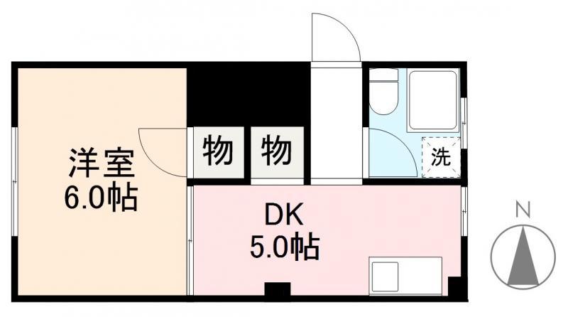 グリーンヒルズ宮脇(1DK/2階)の間取り写真