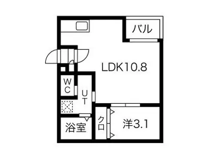 WARREN SHIMOKOMENOII(1LDK/2階)の間取り写真