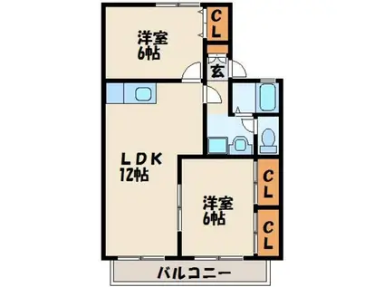 セジュールミニヨン(2LDK/2階)の間取り写真