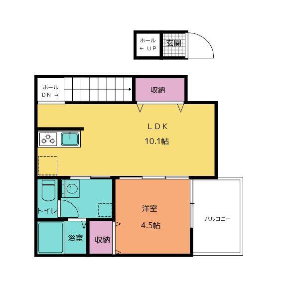 TJ山B(1LDK/2階)の間取り写真