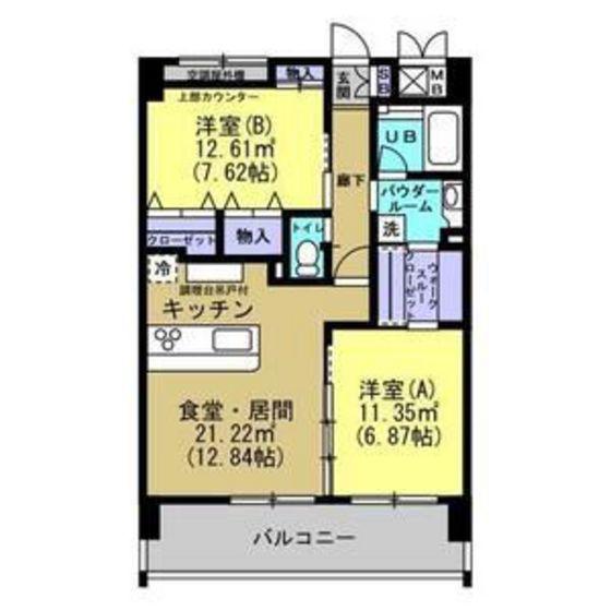 メトロメゾン太子堂(2LDK/5階)の間取り写真