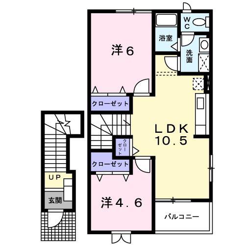 ボニートパルA(2LDK/2階)の間取り写真