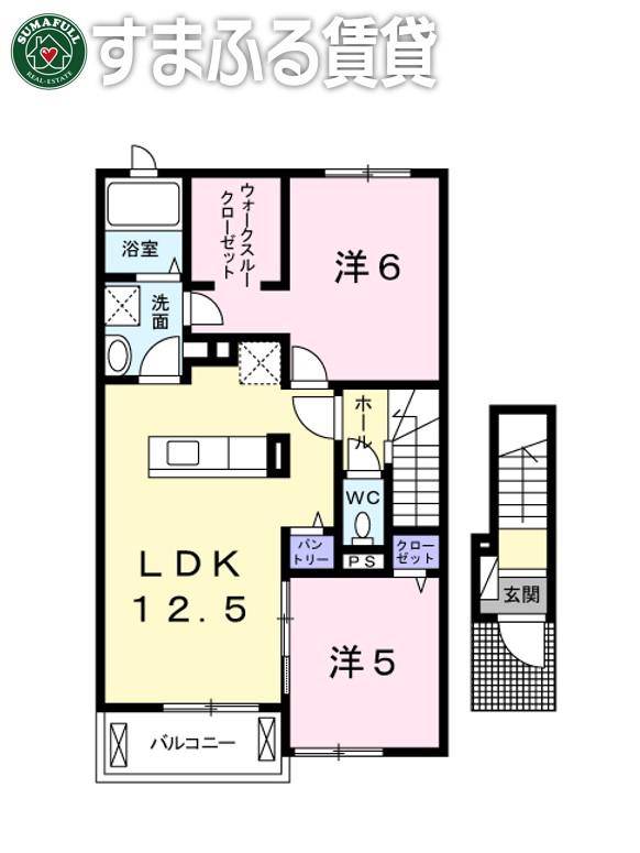 トラディション徳永(2LDK/2階)の間取り写真