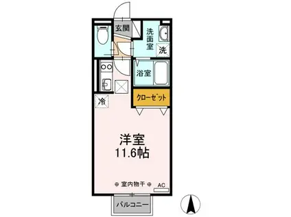 エラーラ(ワンルーム/1階)の間取り写真