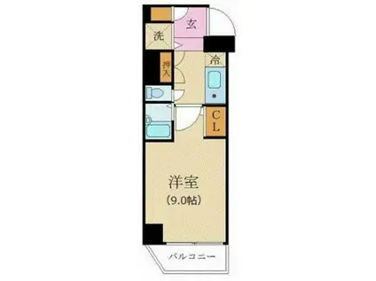 カスタリア新宿(1K/10階)の間取り写真