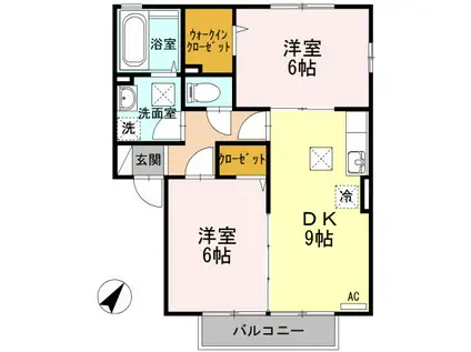 メゾンルージェC(2DK/1階)の間取り写真