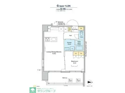プラウドフラット亀戸(1LDK/9階)の間取り写真