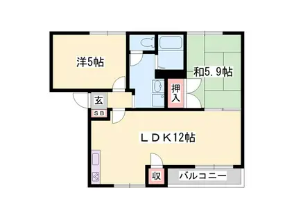 リバーサイドII(2LDK/2階)の間取り写真