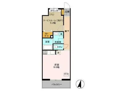 エキスポコンフォートII(ワンルーム/4階)の間取り写真