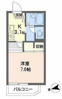 フレグランス汐見台(1K/2階)の間取り写真