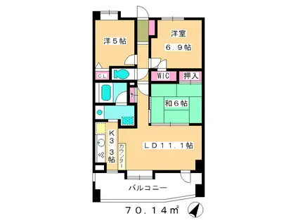 コスモ志村坂上パークビュー(3LDK/2階)の間取り写真
