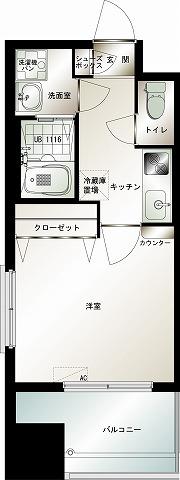 エンクレスト博多駅前III(1K/4階)の間取り写真