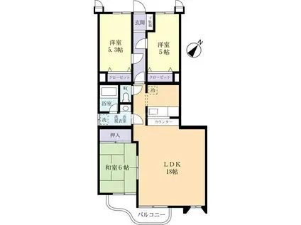 パークコートつくば(3LDK/5階)の間取り写真