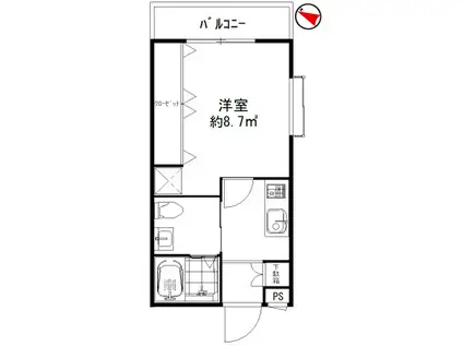 MS三宮(1K/2階)の間取り写真