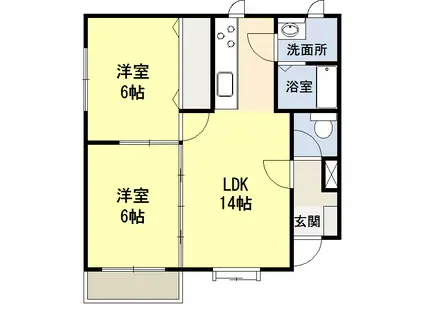 ハウスT&Y(2LDK/2階)の間取り写真