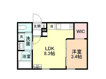 INTEGRAL SOTO(1LDK/2階)の間取り写真