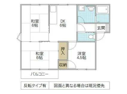 プラドール江橋 B棟(3DK/2階)の間取り写真