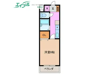 パルテンザ松阪Ⅱ(1K/4階)の間取り写真