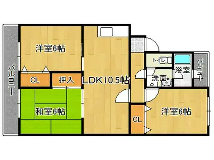 古天神ハイツ(3LDK/5階)の間取り写真