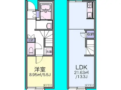 ウィンクル(1LDK/1階)の間取り写真