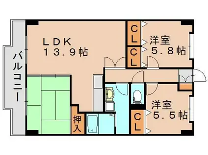 サンシャイン博多南(3LDK/2階)の間取り写真