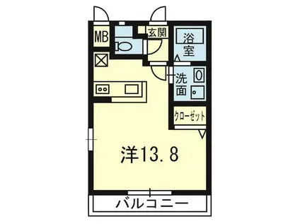 スライブ六番館 B棟(1K/3階)の間取り写真