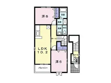 ロワジールIV(2LDK/2階)の間取り写真