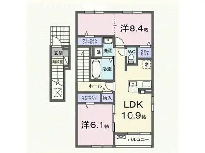 ラフィネ I(2LDK/2階)の間取り写真