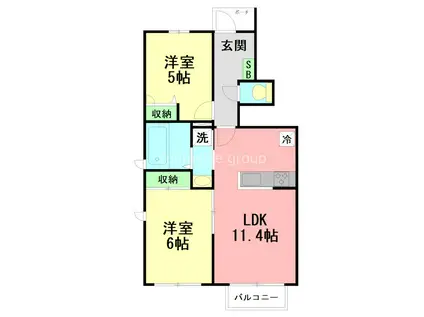 リリークレールI(2LDK/1階)の間取り写真