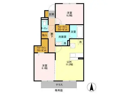 山王NTステージB(2LDK/1階)の間取り写真